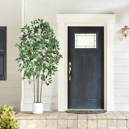 6 ft Artificial Ficus Tree with White Planter