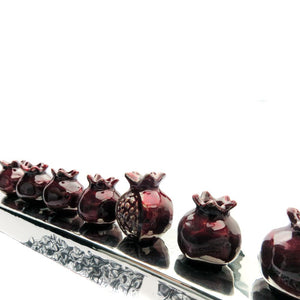 Pomegranate Strip Hanukkah Menorah — Aluminum, 14.5 Inch