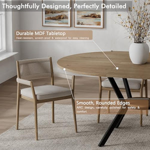 Extendable Round to Oval Dining Table with Hidden Leaves & Storage Shelf
