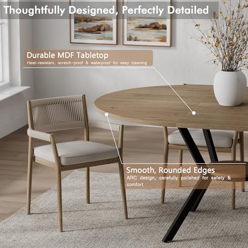 Extendable Round to Oval Dining Table with Hidden Leaves & Storage Shelf