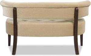 Mid-Century Modern Tufted Bench Settee with Split Back & Recessed Arms