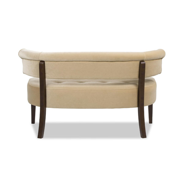 Mid-Century Modern Tufted Bench Settee with Split Back & Recessed Arms
