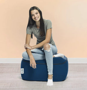 Square Ottoman Pouf – Small Fabric Foot Stool with Washable Cover