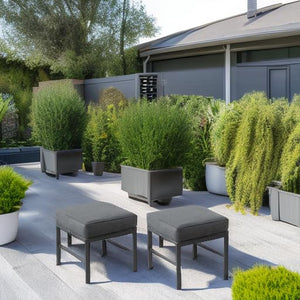 Aluminum Outdoor Ottoman Set of 2 with Cushions