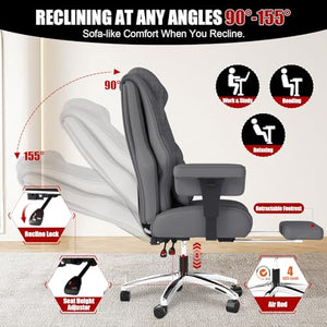Big and Tall Ergonomic Reclining Office Chair with Footrest – 400 lb Capacity