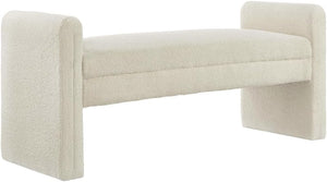Upholstered Boucle Teddy Bench with Armrests