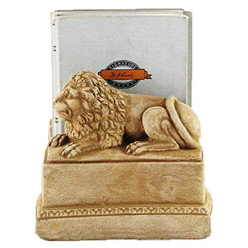 Concrete Lion Bookends for Shelf, Desk & Office Decor