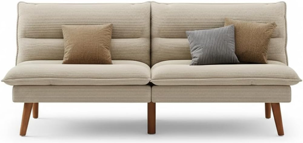 Convertible Corduroy Futon Sofa Bed with Adjustable Backrest