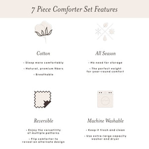 King Comforter Set – 7-Piece Cotton Reversible Bedding
