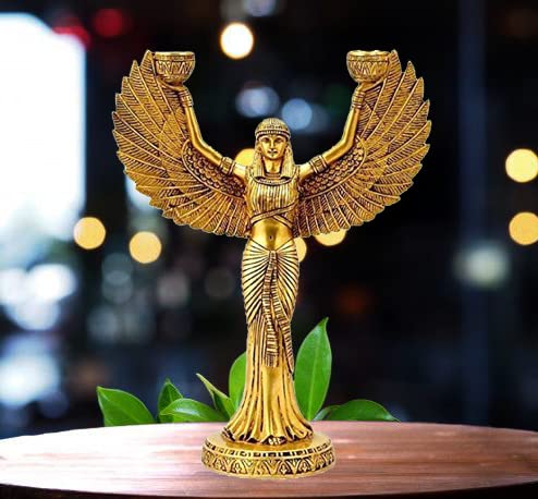 Brass Egyptian Isis Statue with Candle Holder