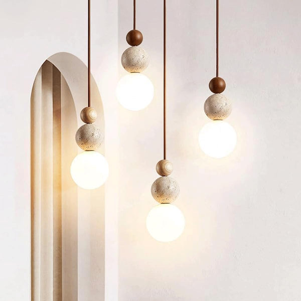 Stone & Glass Pendant Light – G9 Hanging Ceiling Lamp