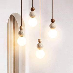 Stone & Glass Pendant Light – G9 Hanging Ceiling Lamp