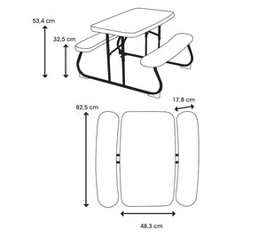 Folding Kids Picnic Table – HDPE & Steel, Seats 4