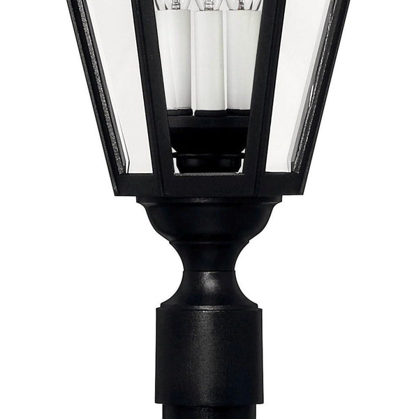 Outdoor Post Top Lantern – Black Aluminum, Clear Beveled Glass