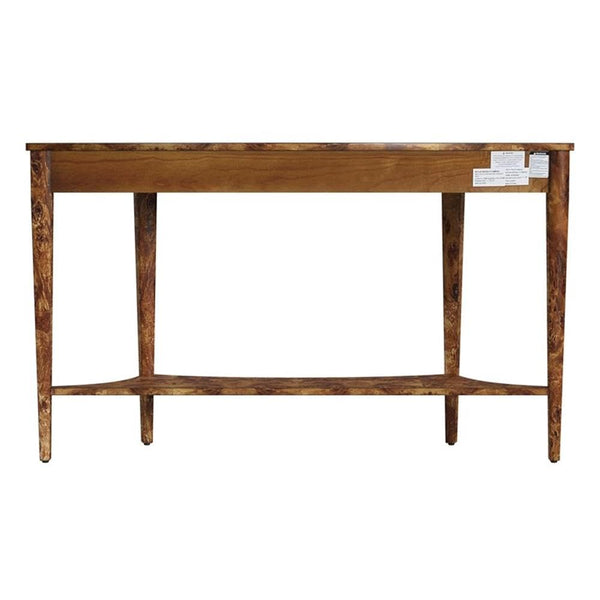 Demilune Console Table – Burl Wood Veneer, 54"W x 15"D x 32"H