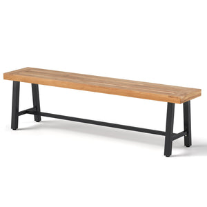 63-Inch Acacia Wood Outdoor Bench with Metal Legs