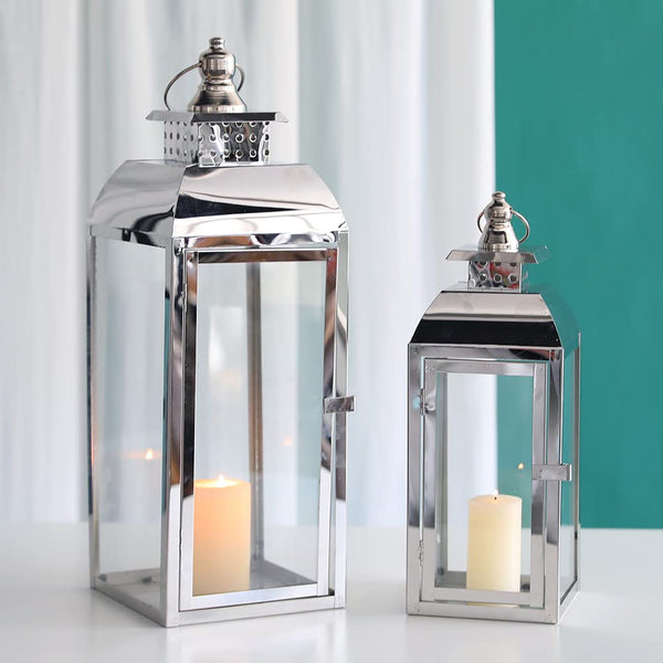 Set of 2 Vintage Metal Candle Lanterns – Indoor & Outdoor Hanging Lanterns