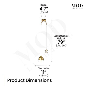 Gold Crystal Modern Pendant Light – Dimmable LED, Adjustable Hanging