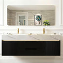 60-Inch Modern Bathroom Vanity with LED Mirror & Solid Wood Cabinet
