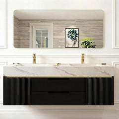 60-Inch Modern Bathroom Vanity with LED Mirror & Solid Wood Cabinet