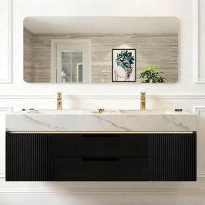 60-Inch Modern Bathroom Vanity with LED Mirror & Solid Wood Cabinet