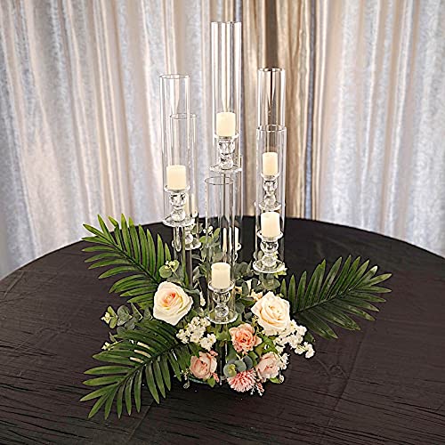 33-Inch Clear 7-Arm Glass Candelabra Candle Holder
