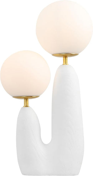 Mid-Century LED Table Lamp with Frosted Globe Shades, 2-Light