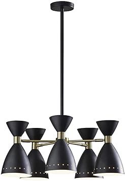Mid-Century Adjustable Desk & Pendant Lamp – Black & Antique Brass