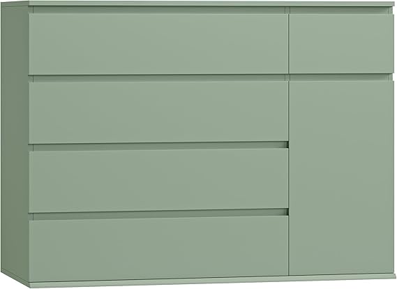 5-Drawer Dresser with Door Cabinet — Engineered Wood Storage Chest