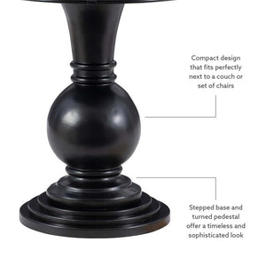 Round Pedestal Accent End Table in Jet Black