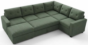 U-Shaped Sectional Sleeper Sofa with Storage Ottoman