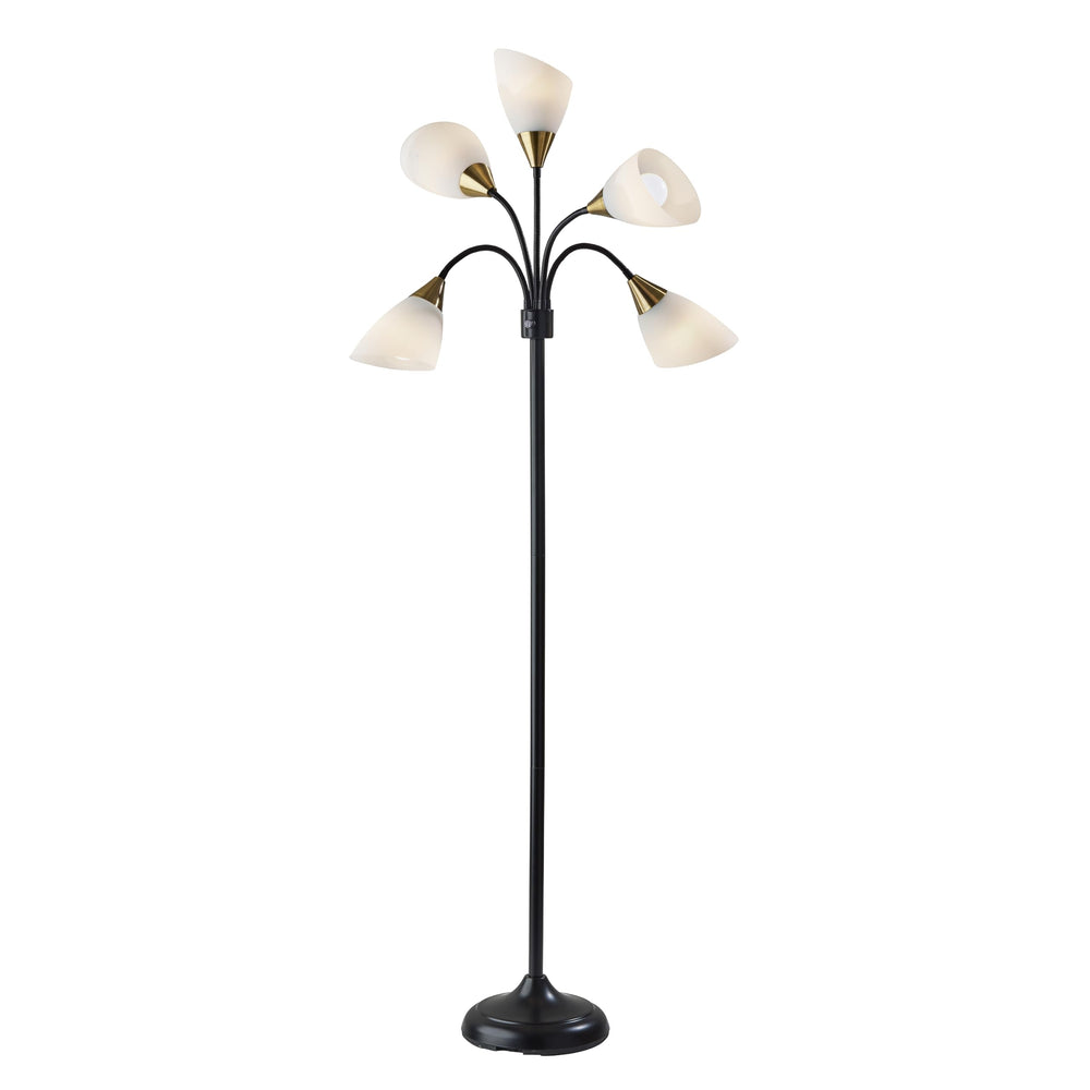 5-Head Arc Floor Lamp with Adjustable Gooseneck Shades