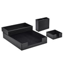 4-Piece Faux Leather Desk Organizer Set