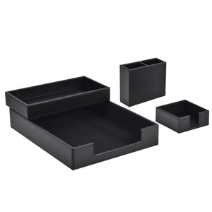 4-Piece Faux Leather Desk Organizer Set