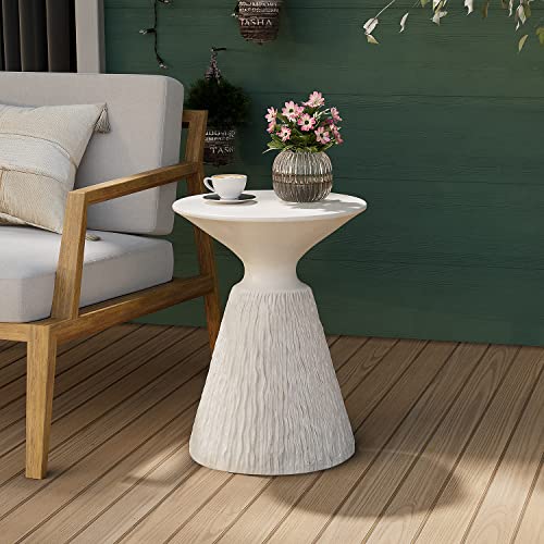 Mushroom Side Table Outdoor MgO Accent Table Round Patio End Table