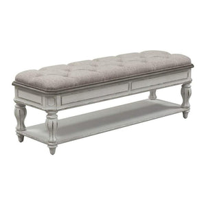 Upholstered Bedroom Bench with Storage Shelf