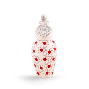 Porcelain Decorative Vase with Removable Lid - Red