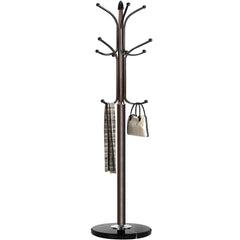 Metal Coat Rack Stand with Marble Base – 12 Hooks