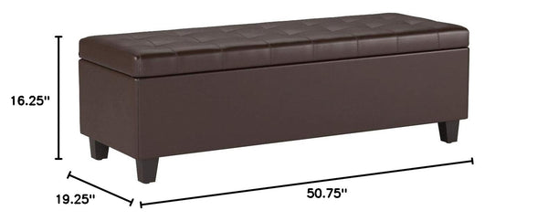 Tufted Bonded Leather Storage Ottoman Bench