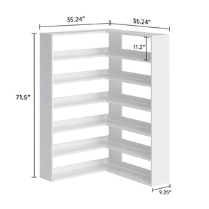 L-Shaped Corner Bookshelf, 6-Tier