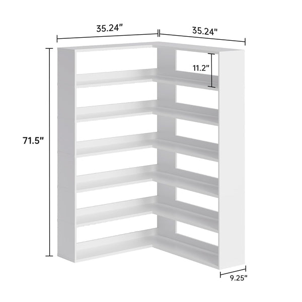 L-Shaped Corner Bookshelf, 6-Tier