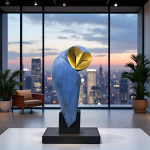 Resin Owl Sculpture – 15-Inch Handmade Home Decor Statue