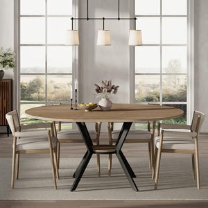 Extendable Round to Oval Dining Table with Hidden Leaves & Storage Shelf