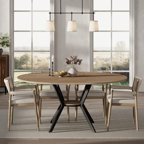 Extendable Round to Oval Dining Table with Hidden Leaves & Storage Shelf