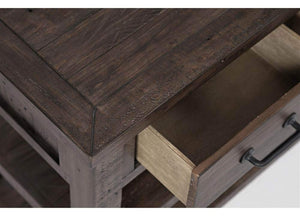 Reclaimed Pine Console Sofa Table with Drawers and Shelves