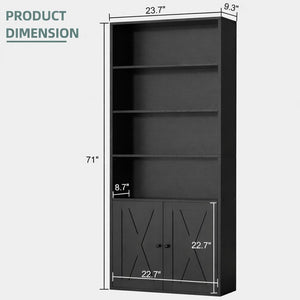 6-Tier Bookshelf with Cabinet Door, 71" Tall