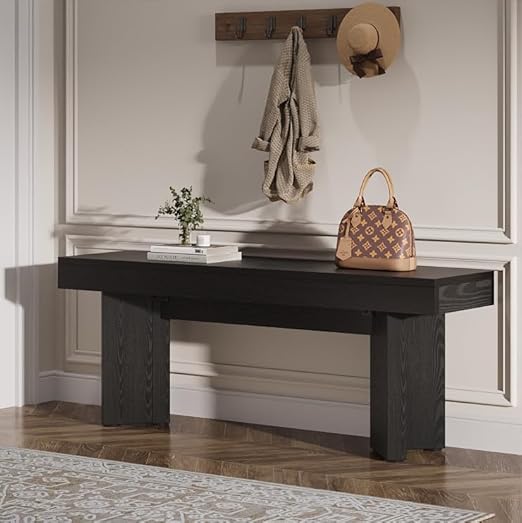 47-Inch Farmhouse Wooden Entryway Bench