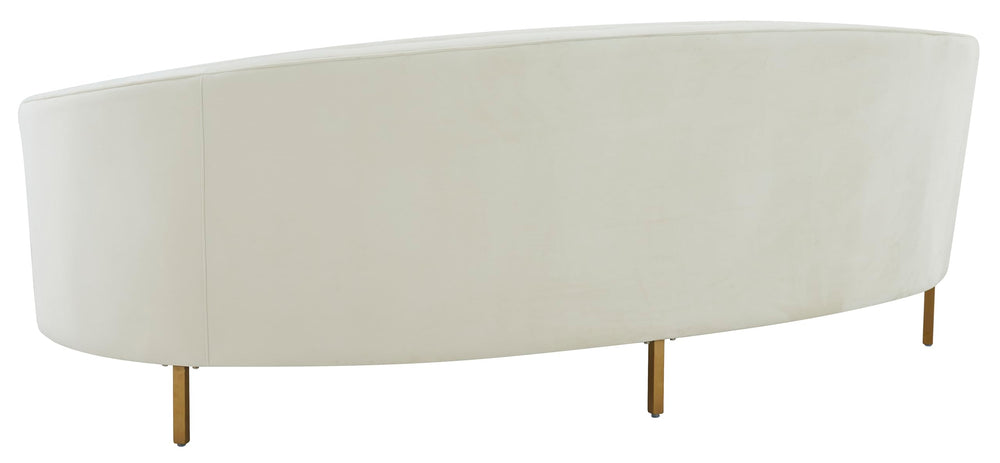 Cream Velvet Gold Curved Sofa – 4-Seat Contemporary Living Room Couch