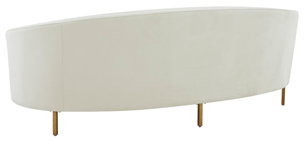 Cream Velvet Gold Curved Sofa – 4-Seat Contemporary Living Room Couch