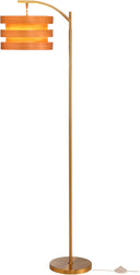 Layered Wood Shade Floor Lamp, Mid-Century Modern, E26, Foot Pedal Switch